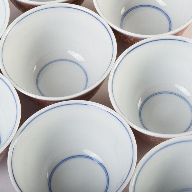 九谷焼　九谷陶源製　金襴手　花草文　煎茶碗　十客　共箱　C　9026