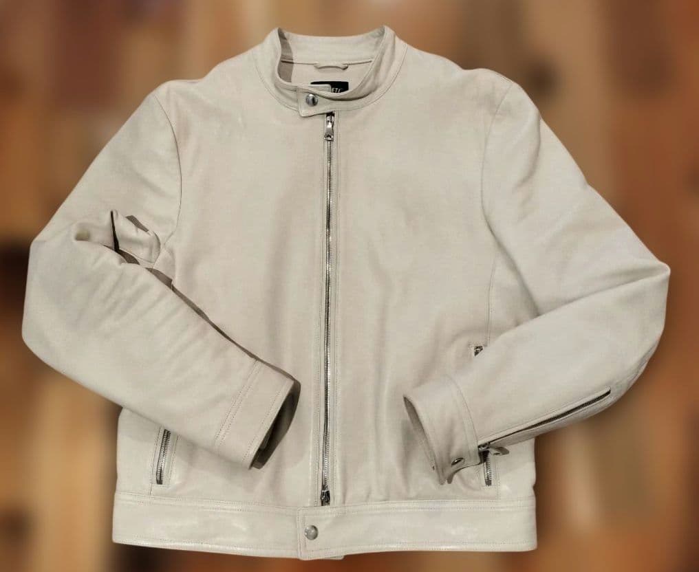 【Sei-Chanです】エンメティ ライダースラムレザー　アイボリー　50