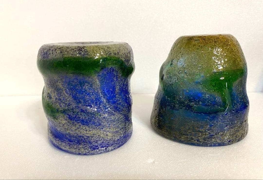 琉球ガラス　稲嶺盛吉グラス　刻印あり2個セット