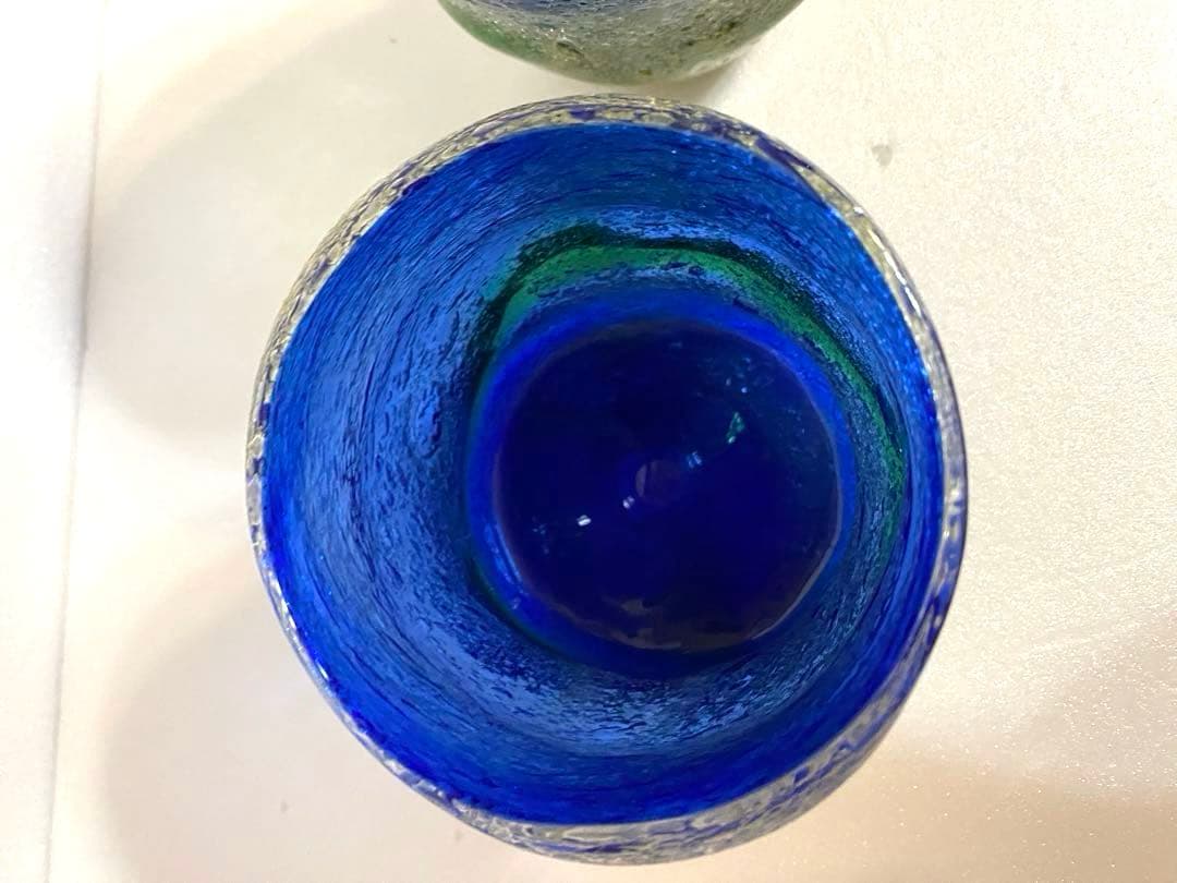 琉球ガラス　稲嶺盛吉グラス　刻印あり2個セット