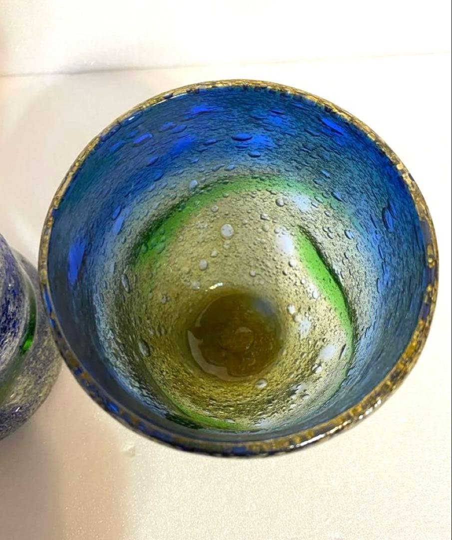 琉球ガラス　稲嶺盛吉グラス　刻印あり2個セット