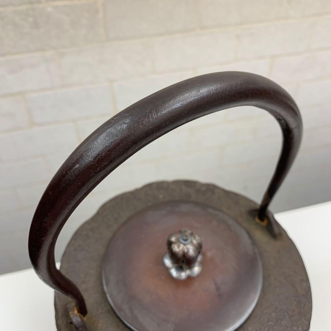 鉄瓶 松下電気産業 創業35周年記念 昭和28年 銀摘 唐銅蓋 鉄地 岩肌 湯沸