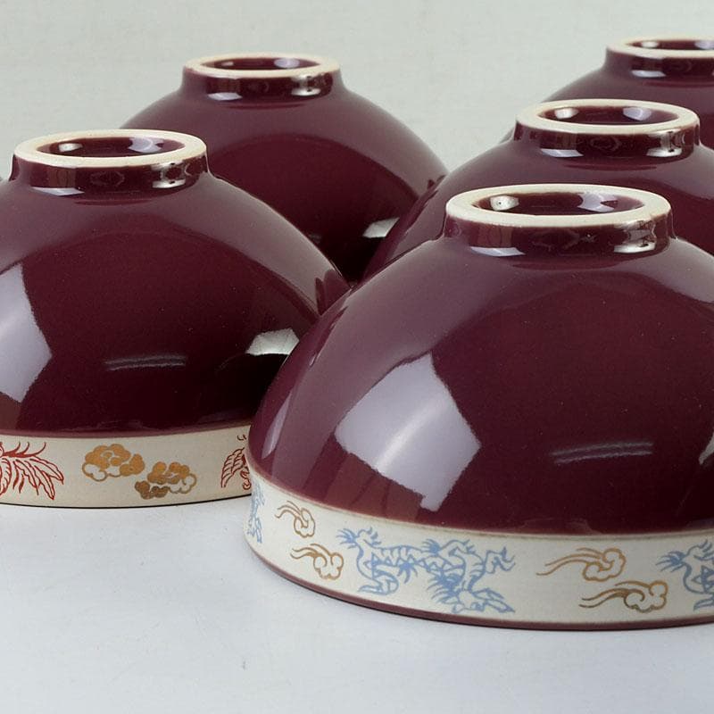 茶道具　瑞穂窯造　紫交趾　五神数茶碗　十客　共箱　V　9505D