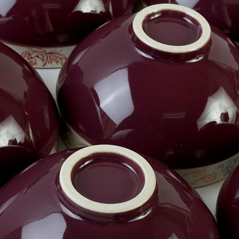 茶道具　瑞穂窯造　紫交趾　五神数茶碗　十客　共箱　V　9505D