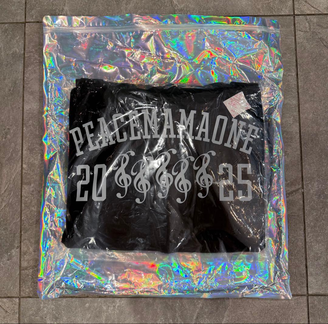 PEACEMINUSONE MAMA L フード付きジップアップ 黒 L