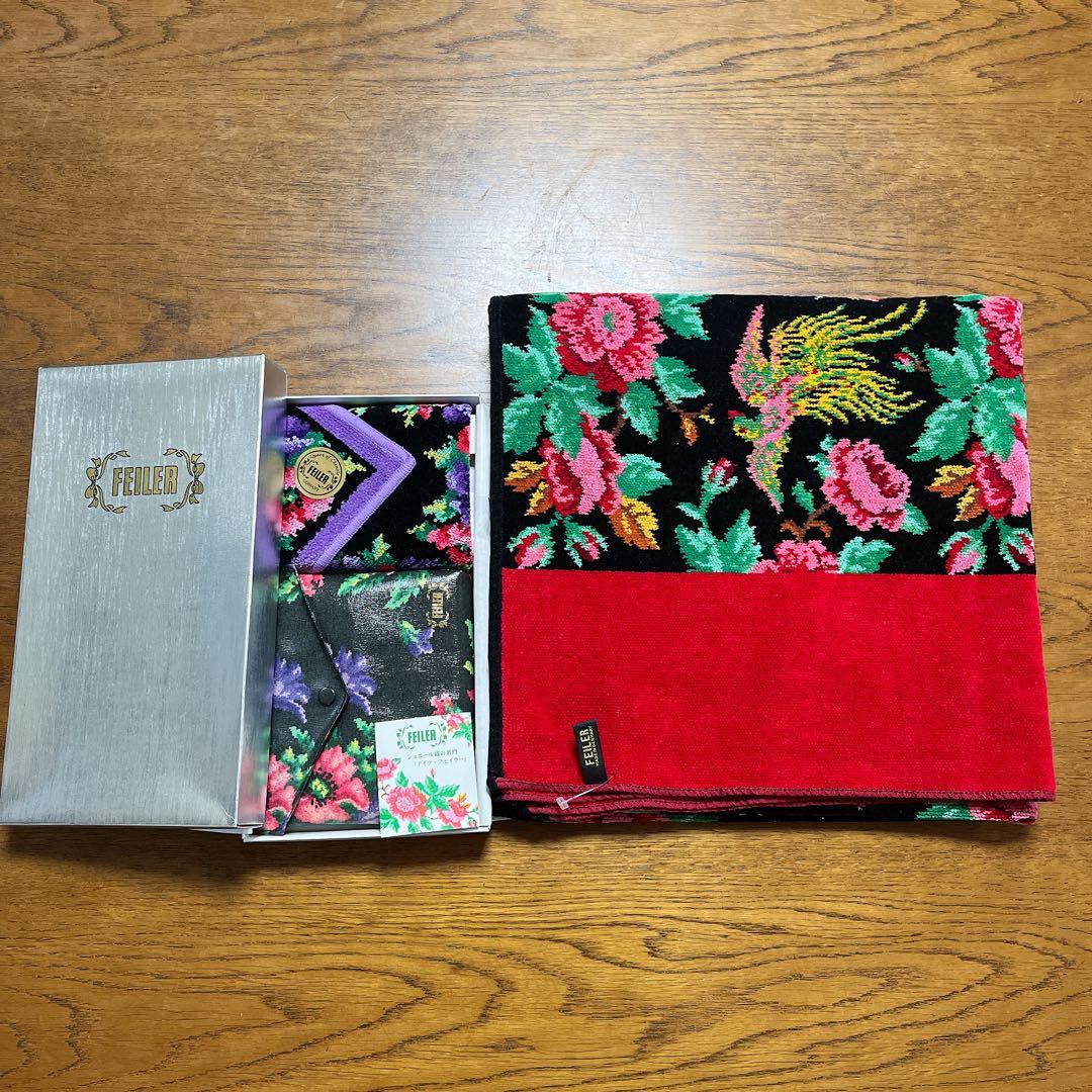 【新品】フェイラーバスタオル、ハンカチ、ポーチ　3点セット