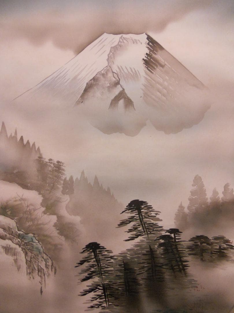 掛け軸 聖山 春景山水 絹本 希少 軸装 茶道具 掛軸 美品 です。