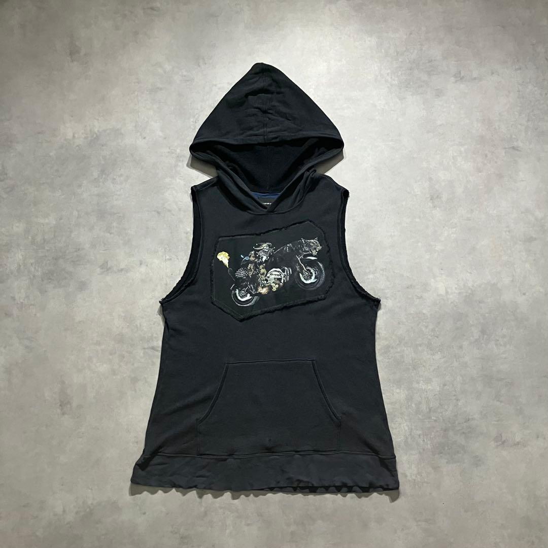 ダイエットブッチャースリムスキン ノースリーブ フード ベスト パーカー y2k