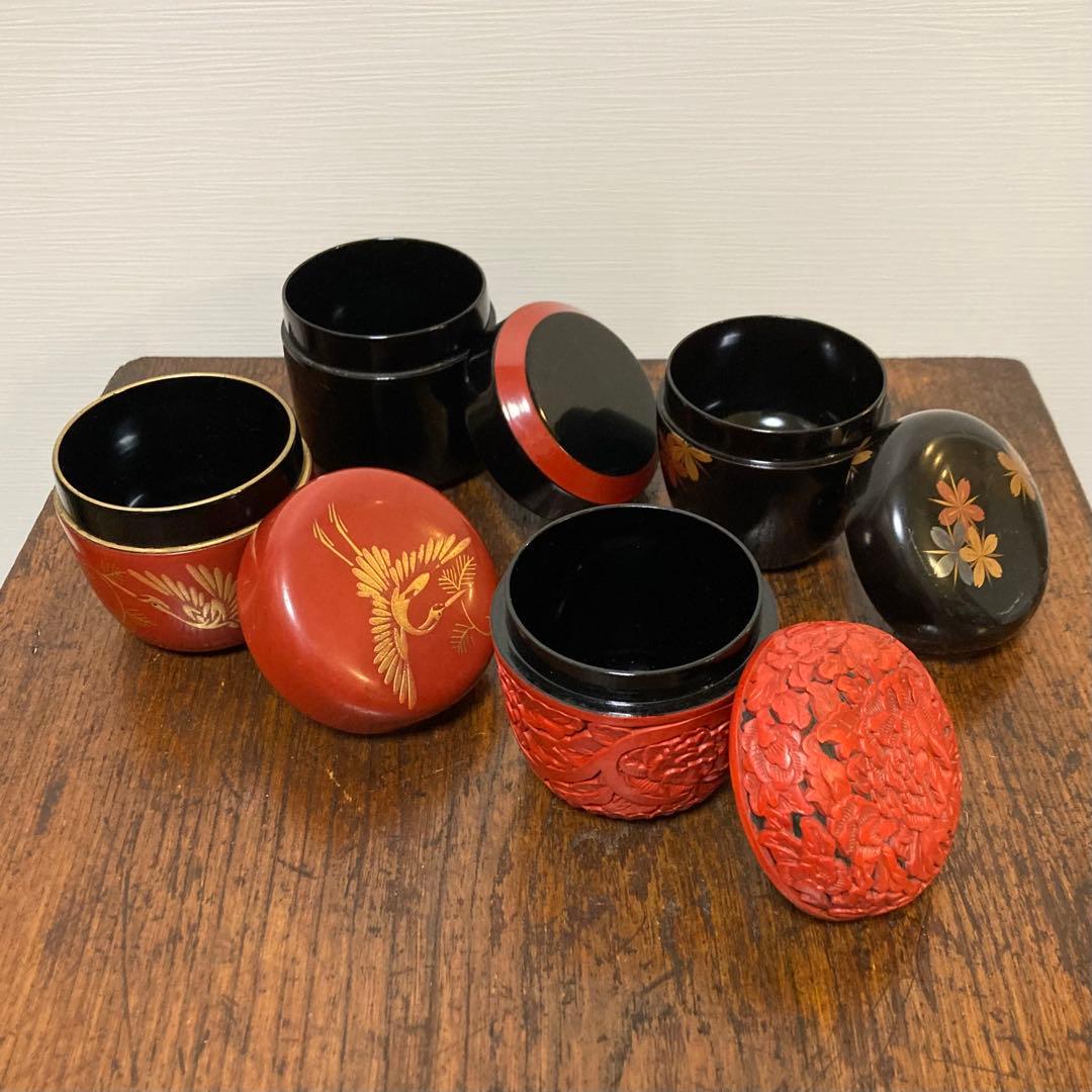 茶道具 棗 茶器 茶容器 漆器 堆朱 蒔絵 ジャンク7点 おまとめ