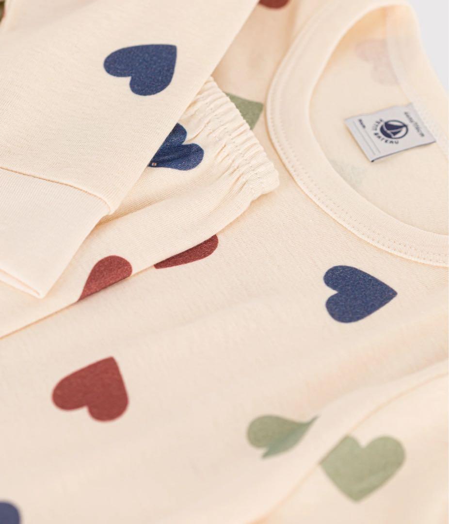 プチバトー　PETIT BATEAU ミルキーハート　長袖パジャマ8.10ans