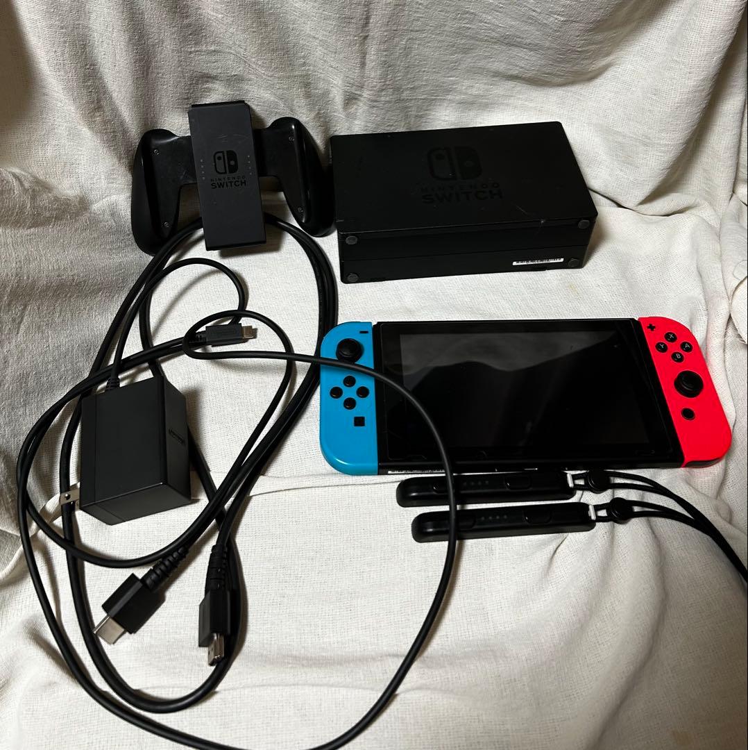 NintendoSwitch本体 赤/青 + コントローラー(非純正)※訳あり