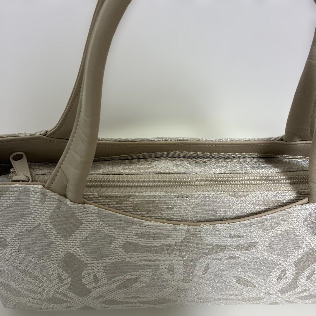 和装バッグ 利休バッグ パールベージュ 花柄