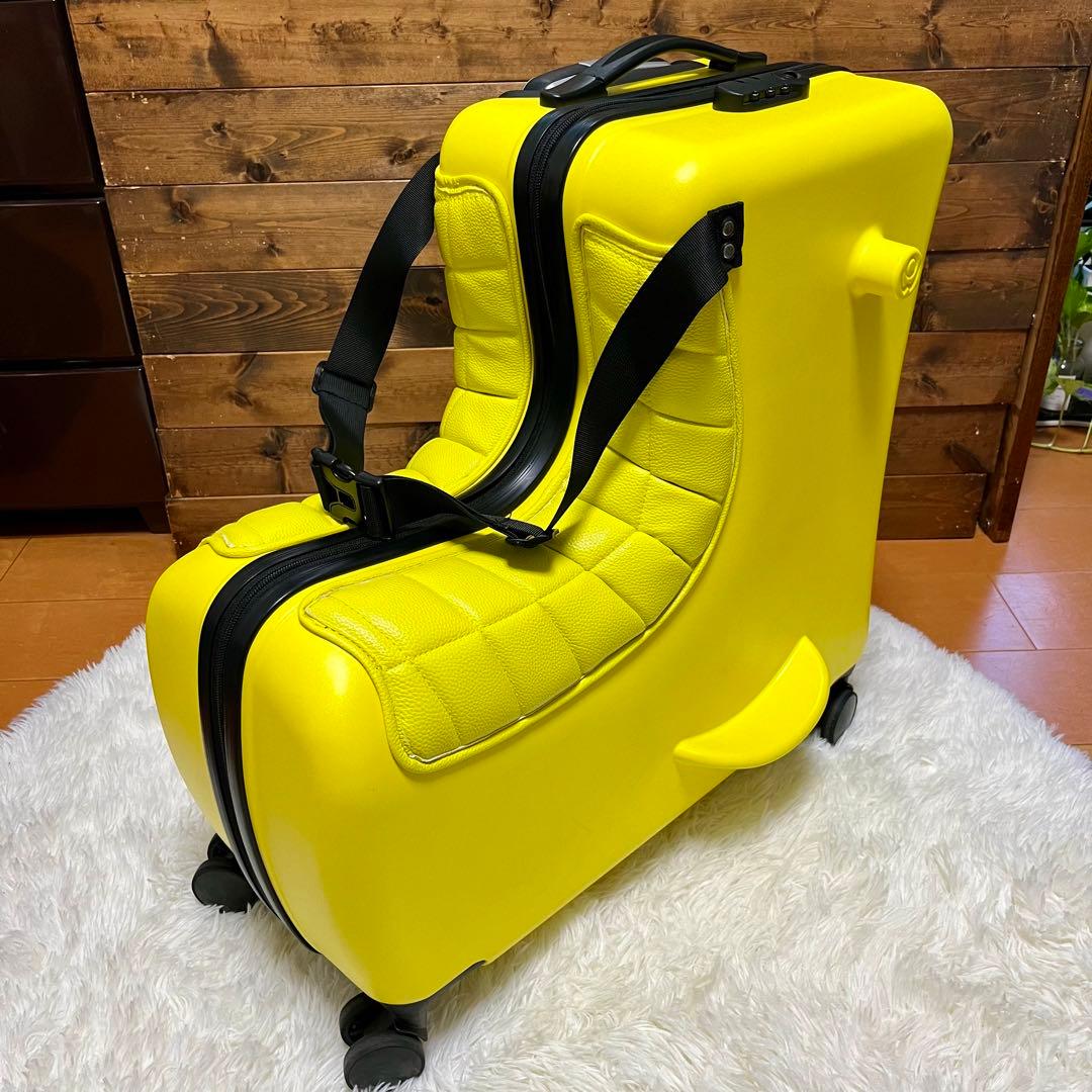 【乗れるキャリーケース】キッズトラベル スーツケース イエロー Mサイズ
