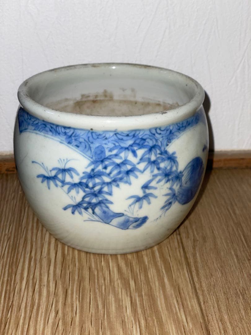 古伊万里　染付　火入　香炉？　タバコ道具？　雀