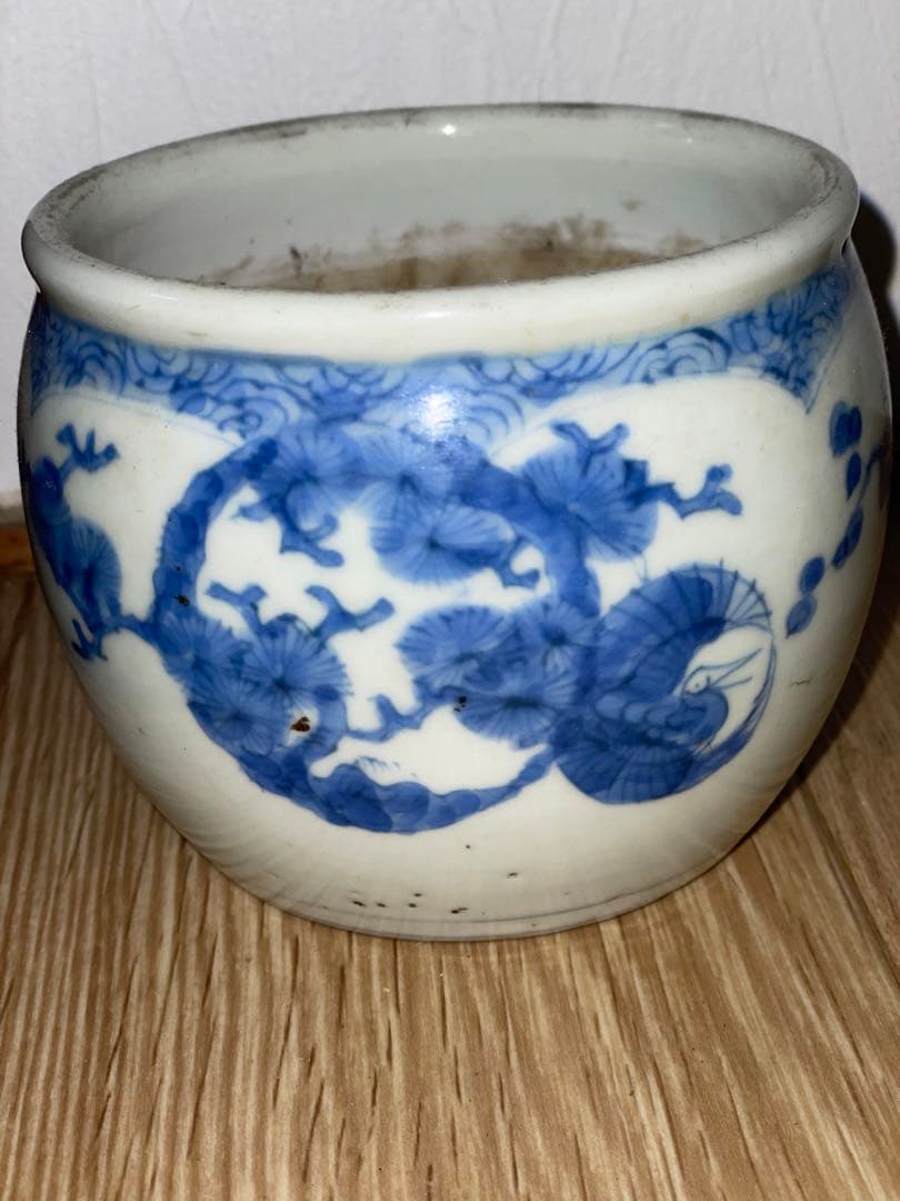 古伊万里　染付　火入　香炉？　タバコ道具？　雀