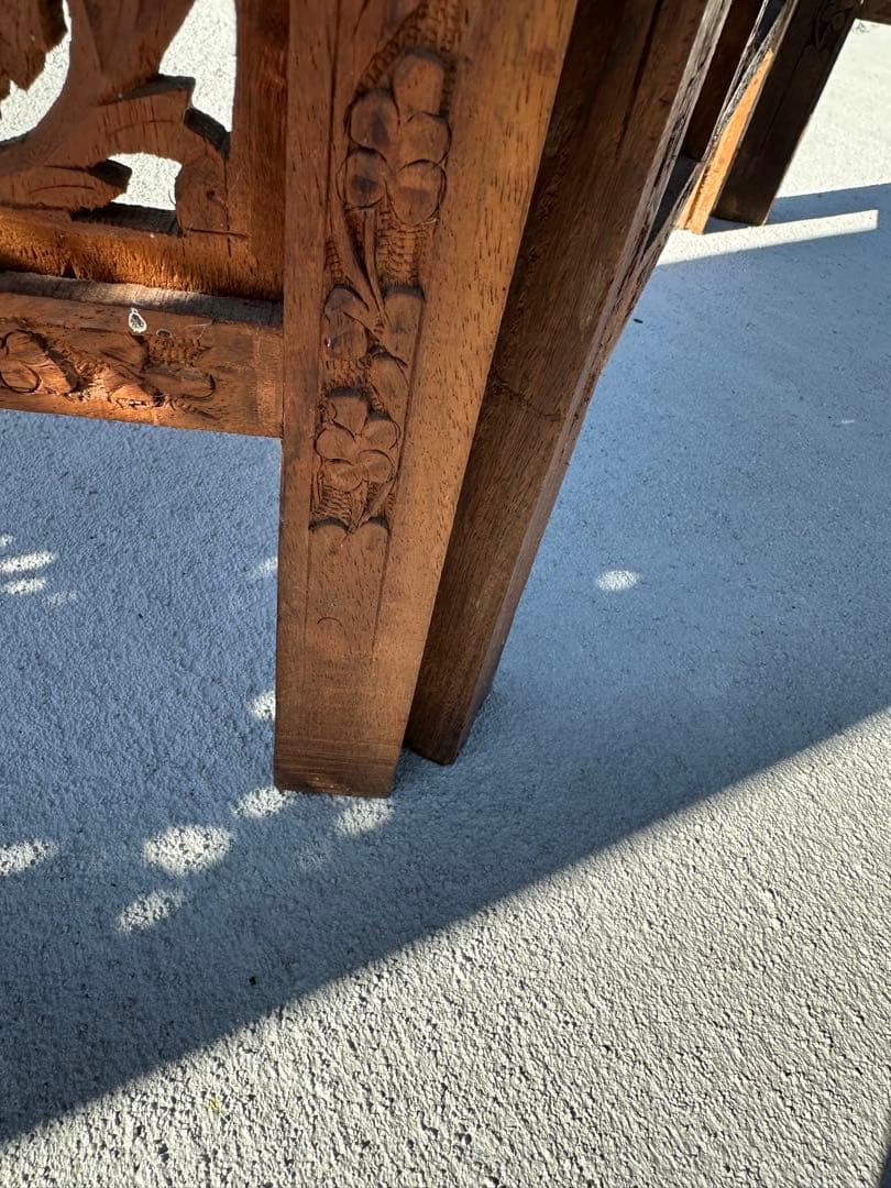 アジアン家具 4連パーテーション 透かし彫り 衝立 間仕切り 彫刻 木製 ウッド