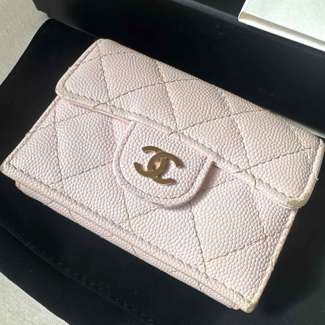 CHANEL ピンク キルティング 三つ折り財布