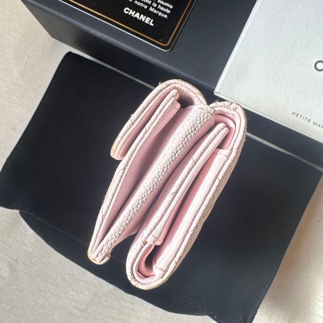 CHANEL ピンク キルティング 三つ折り財布