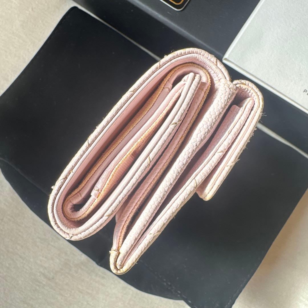 CHANEL ピンク キルティング 三つ折り財布