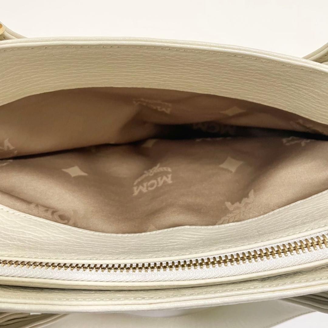 MCM ハンドバッグ 総柄 レディース ロゴ 白 ホワイト ベージュ 美品 中古