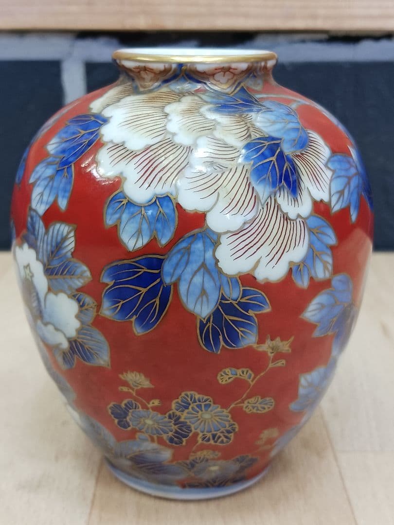 時代物　オールド深川　 深川製磁　花鳥図　染付　色絵　金彩　小壺　 花瓶　 花入