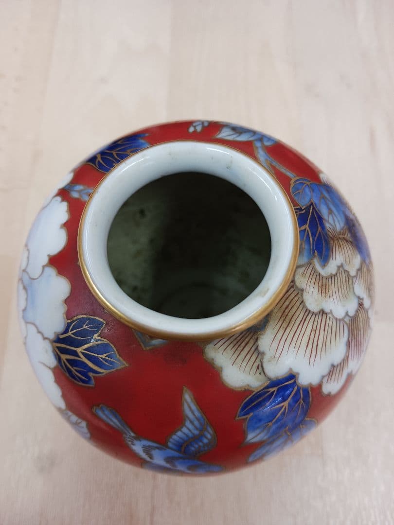 時代物　オールド深川　 深川製磁　花鳥図　染付　色絵　金彩　小壺　 花瓶　 花入