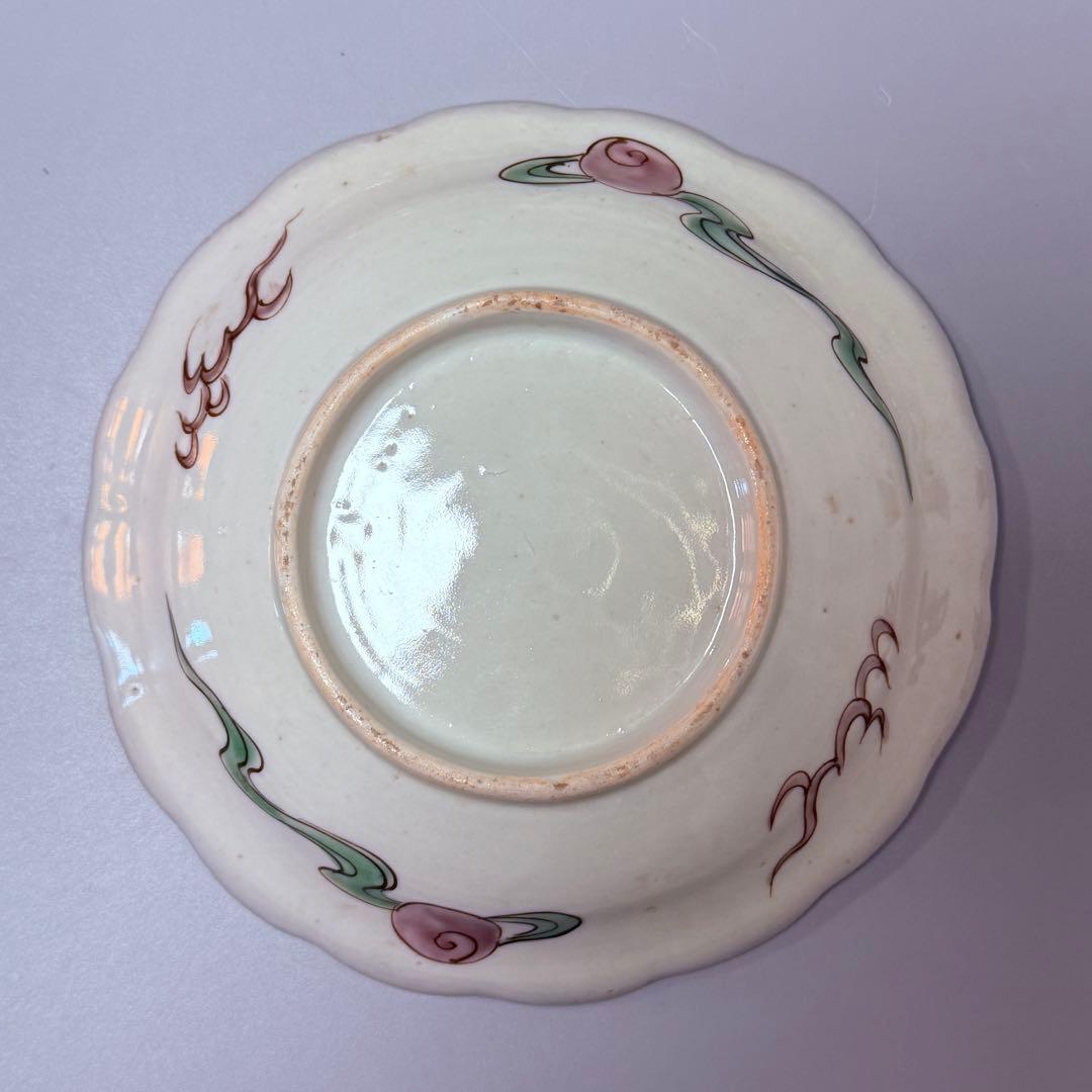 古伊万里　色絵金襴手賢人図輪花皿　5枚　直径15.6㎝　取り皿　幕末～明治期