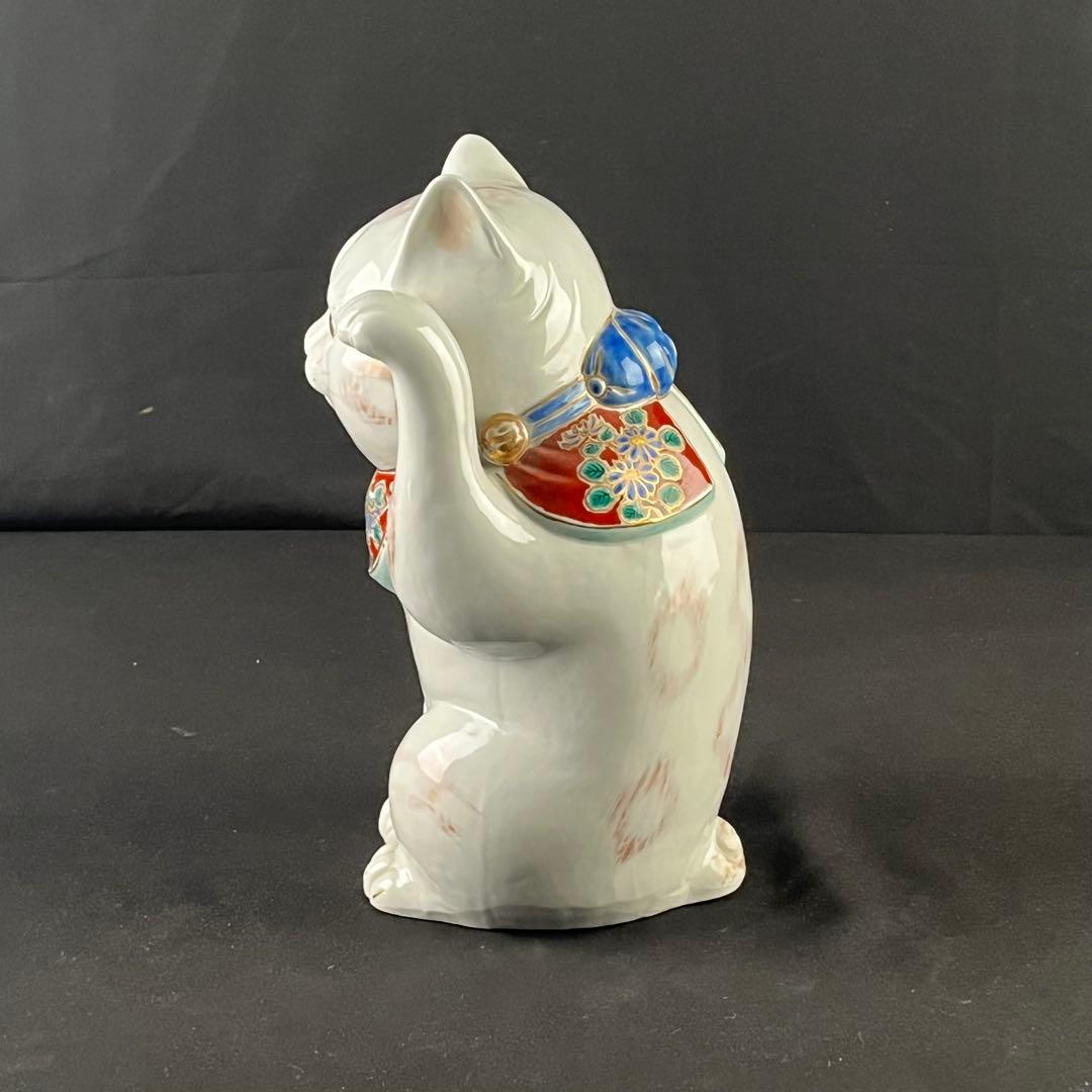 明治　九谷焼　招き猫　陶器　置物　31センチ　作家物