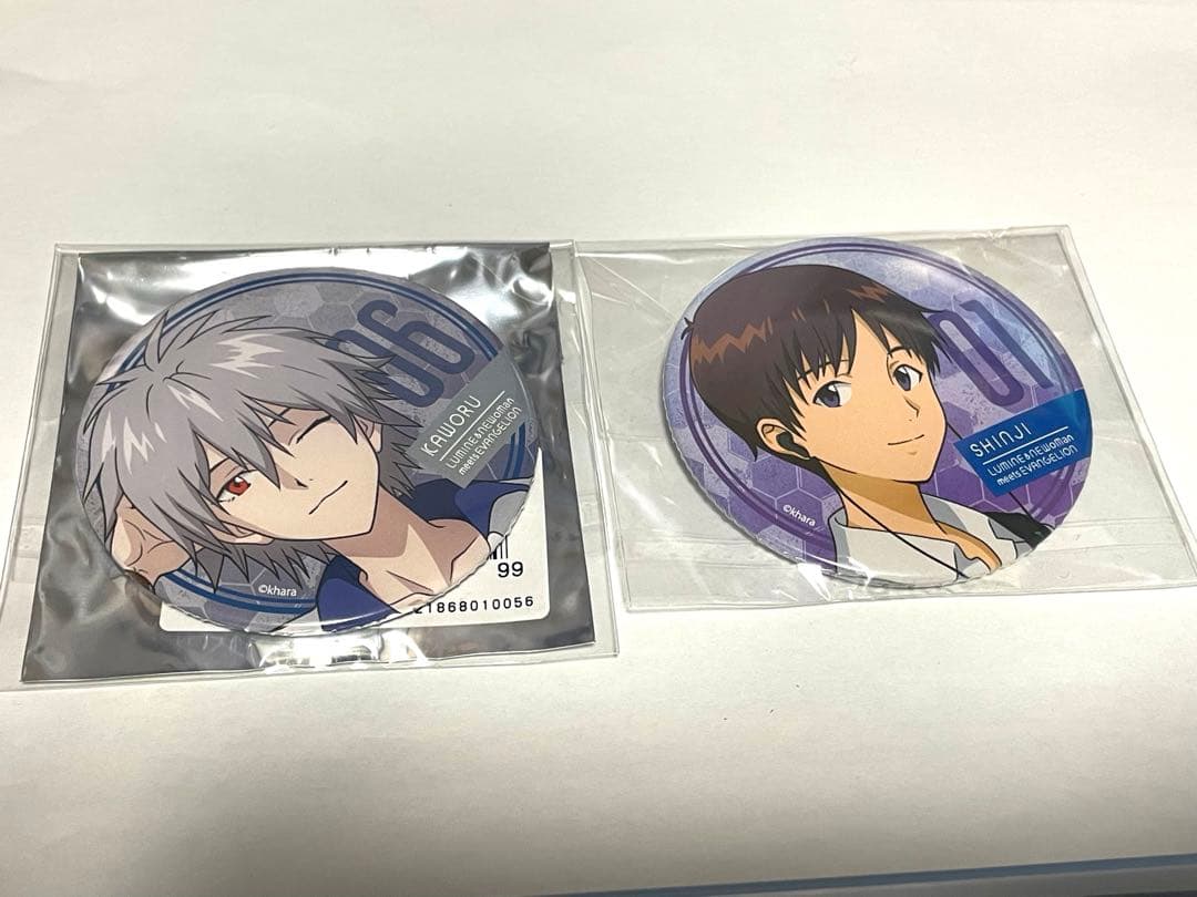 エヴァ LUMINE ニュウマン コラボ 缶バッジ シンジ カヲル 2個セット