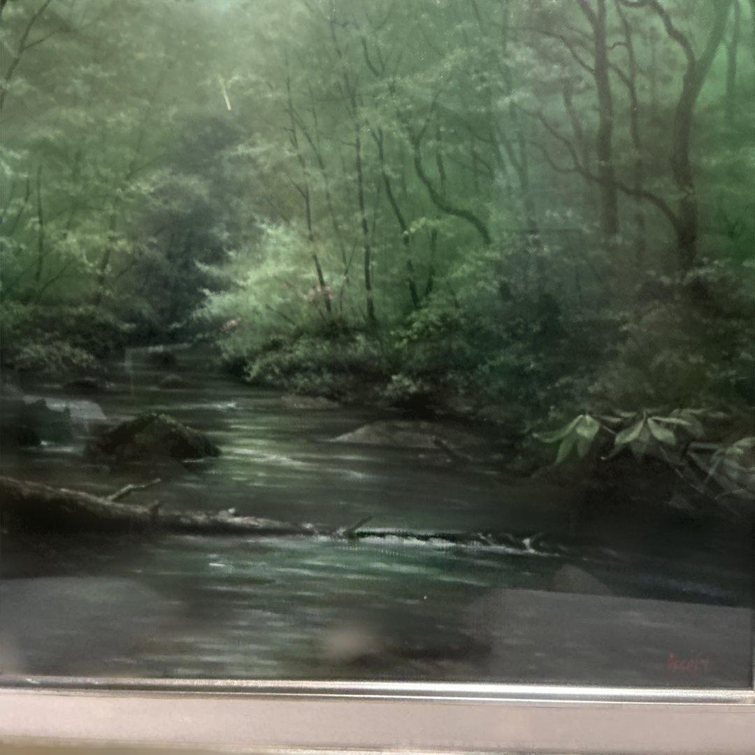 秀ちゃんさん専用　向山一石　（もいやまいつせき）　春光に憩う　「奥入瀬」　F6