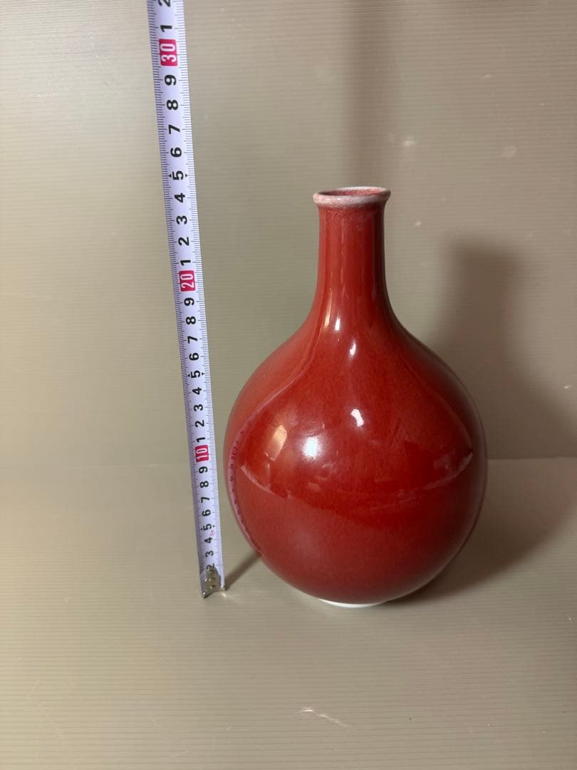 2742 松右衛門作　紅釉　花瓶