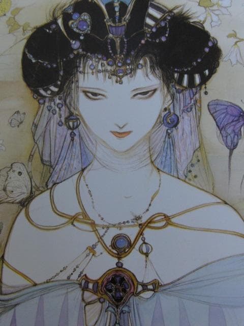 天野喜孝、【夜明け】、希少な大判額装用画集より、新品額装付、状態良好