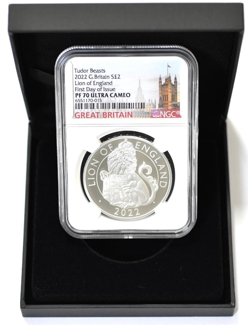 【銀貨】最高鑑定PF70UC　英ロイヤルミント・イングランドのライオンFDOI