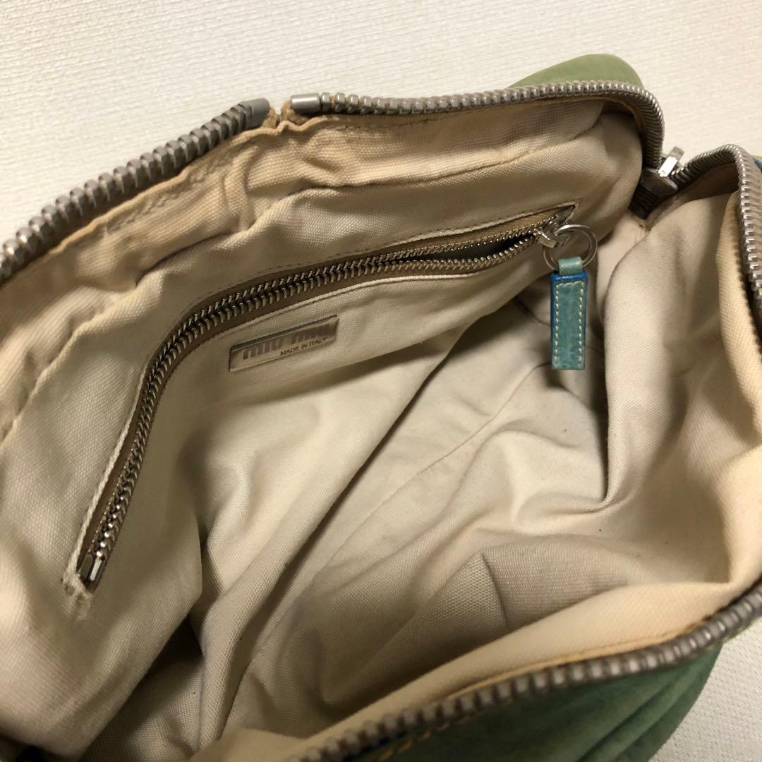 MIU MIU レザー ハンドバッグ グリーン系