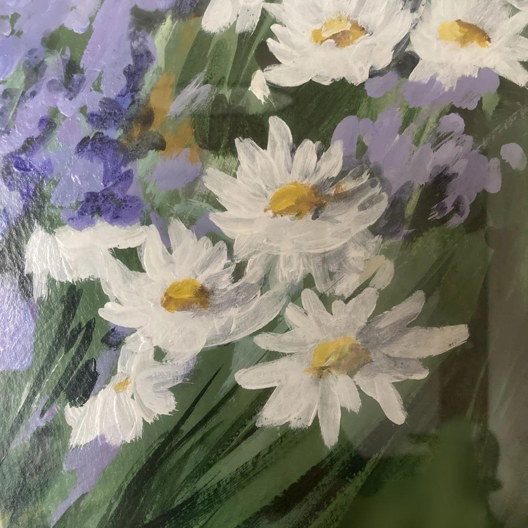 『マーガレットと藤の花』油彩（鑑定書あり）