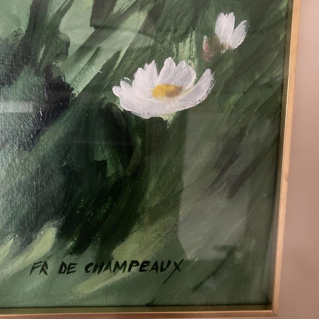 『マーガレットと藤の花』油彩（鑑定書あり）