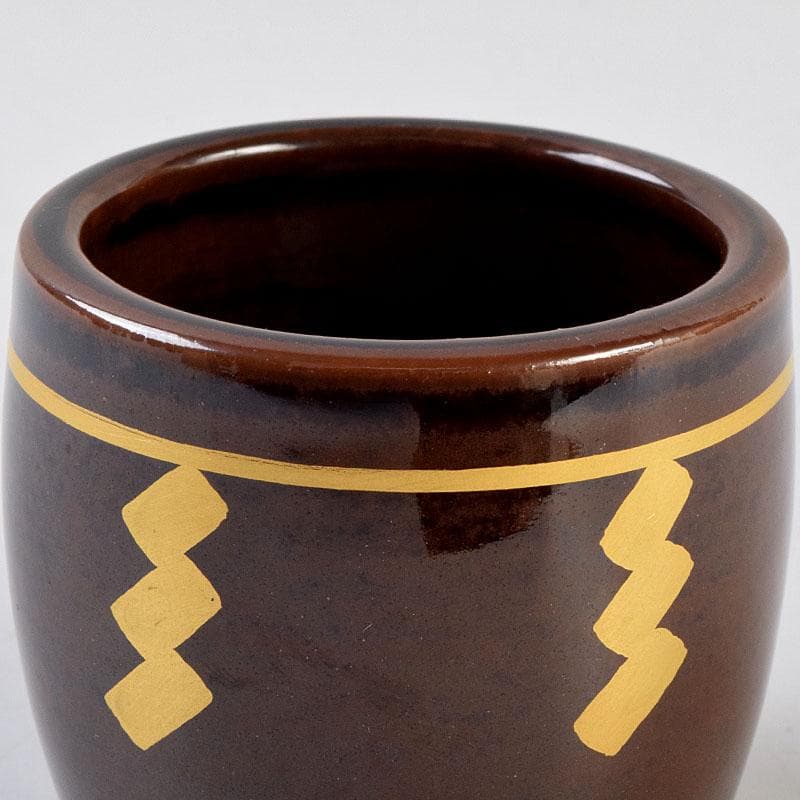 茶道具　膳所焼　淡海ぜぜ　陽炎園造　太鼓形　〆縄蒔絵　蓋置　共布共箱　V8752