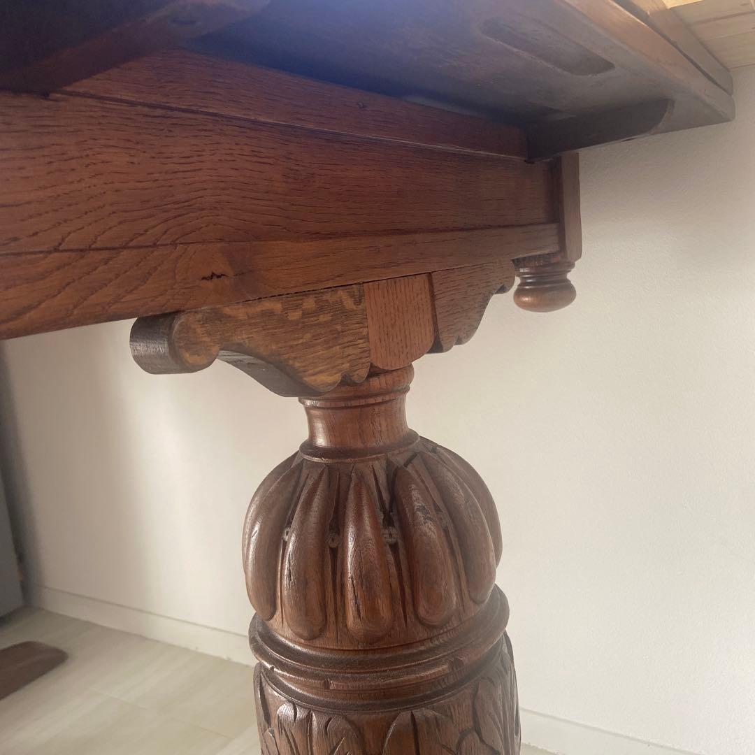 英国　アンティーク オーク　伸長式ダイニングテーブル ドローリーフテーブル