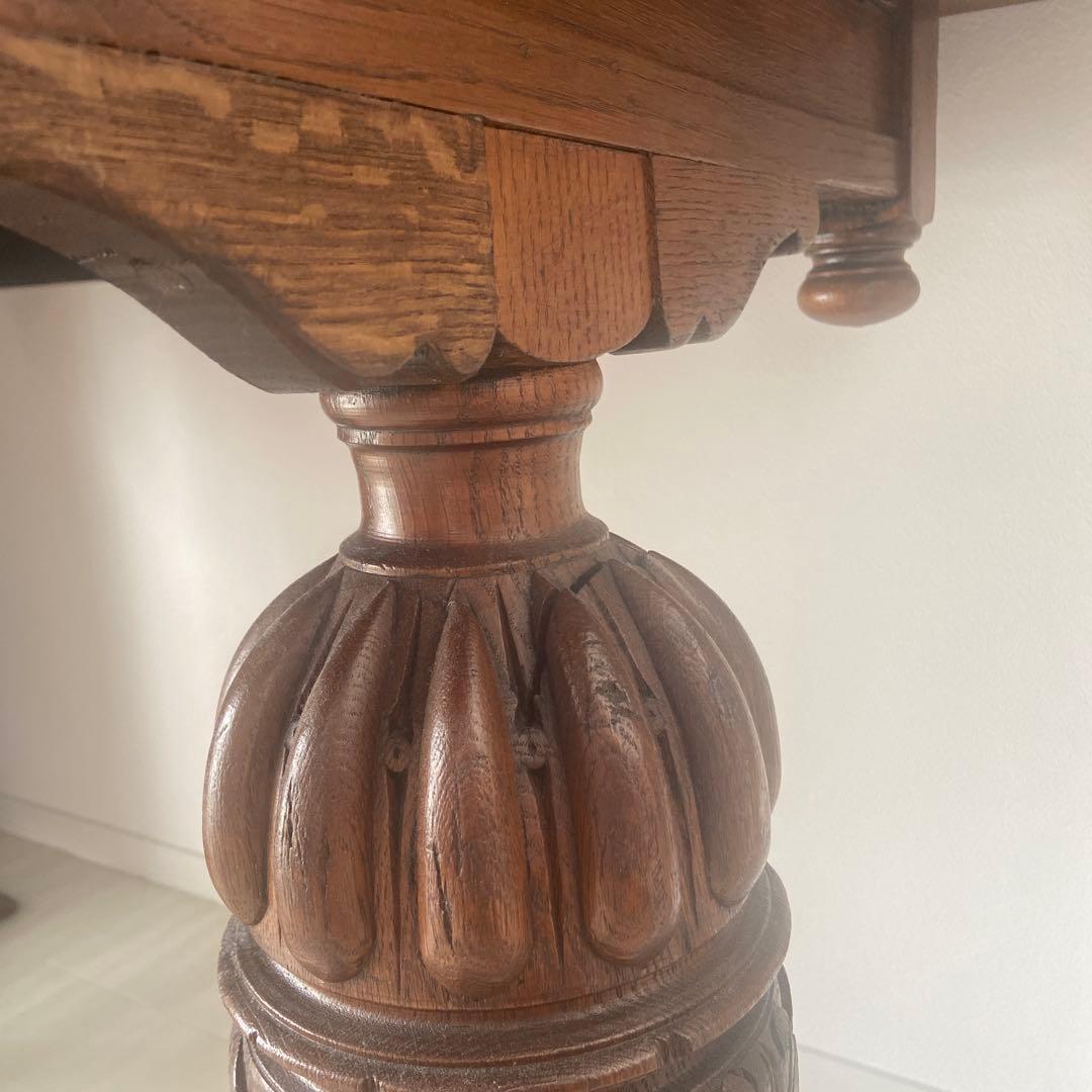 英国　アンティーク オーク　伸長式ダイニングテーブル ドローリーフテーブル