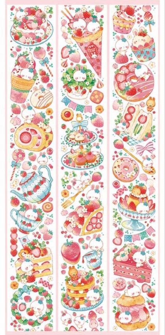 海外 PETテープ マスキングテープ うさちゃんの苺園