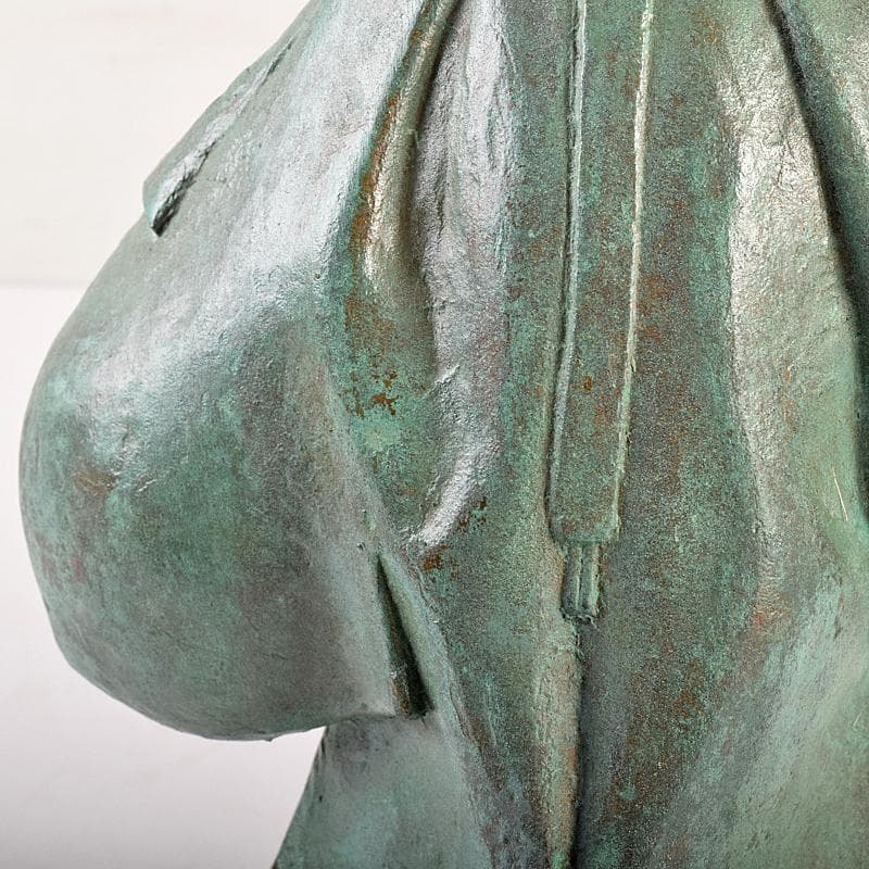 山本雲涛作　鋳銅　三井寺舞　原型　紺谷英儀　置物　共箱　M　R7831