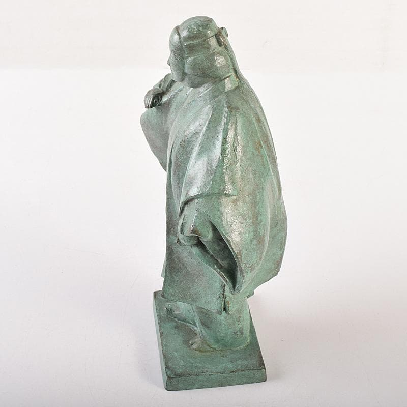 山本雲涛作　鋳銅　三井寺舞　原型　紺谷英儀　置物　共箱　M　R7831