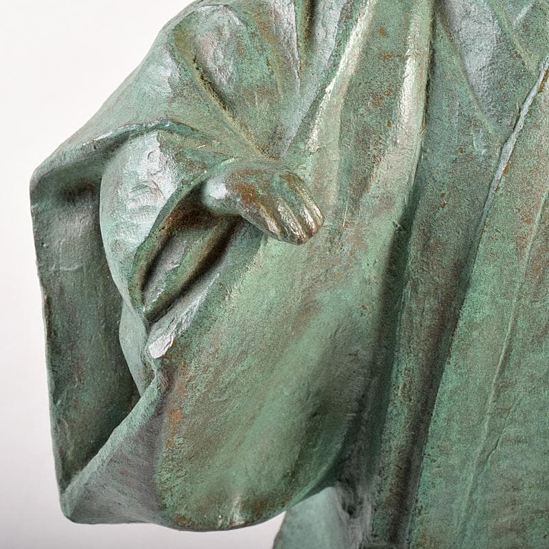 山本雲涛作　鋳銅　三井寺舞　原型　紺谷英儀　置物　共箱　M　R7831