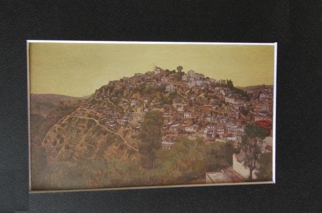 相笠昌義、【メキシコにて、タスコ望景】、希少な額装用画集より、新品額装付