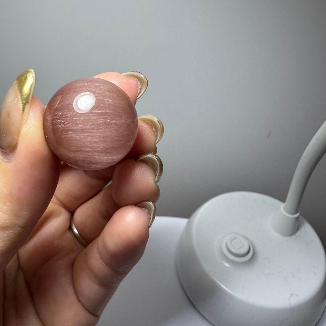 天然石　粒　インテリア　ピンク　サゲニティック　置物　シャトヤンシー　一点もの