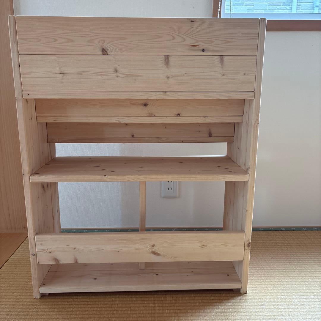 絵本ラック 薄型 壁面 無塗装 ハンドメイド MAPLEポッポ