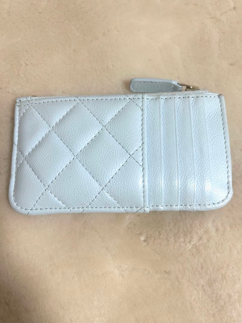 s*a様 シャネル フラグメントケース マトラッセ　カードケース ブルー　水色