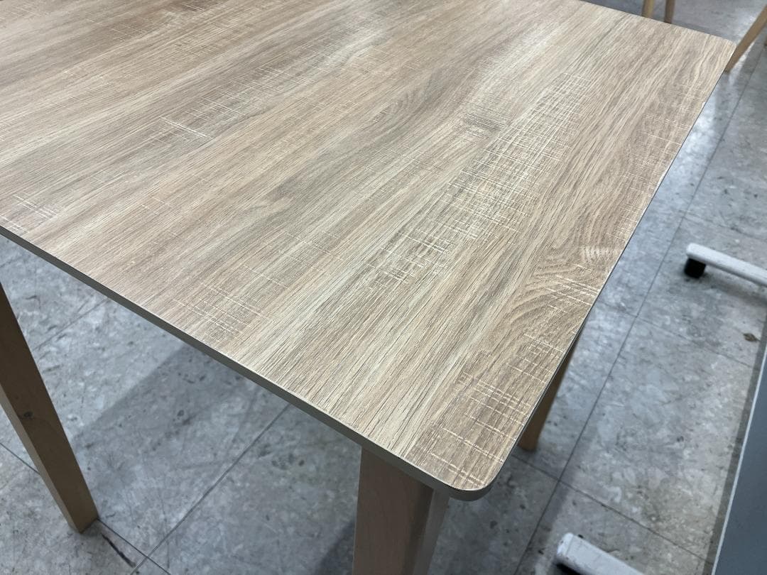 ダイニングテーブルセット イス×2 天然木 ベージュ