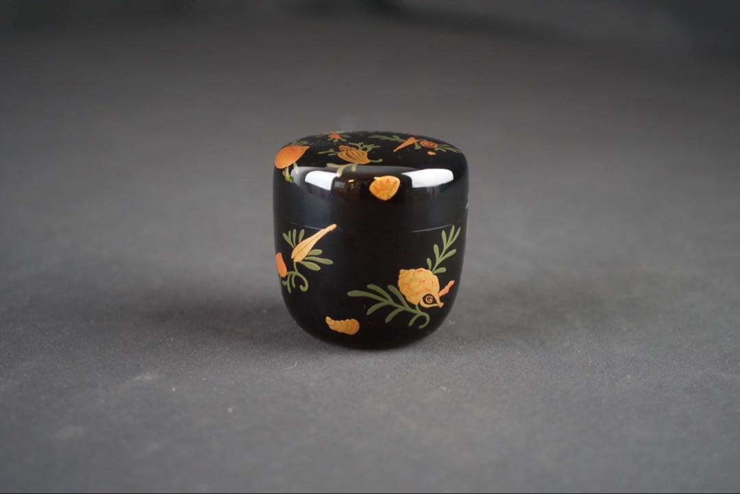 鈴木光入 造 海松貝蒔絵 大棗 内銀溜 波蒔絵 共箱