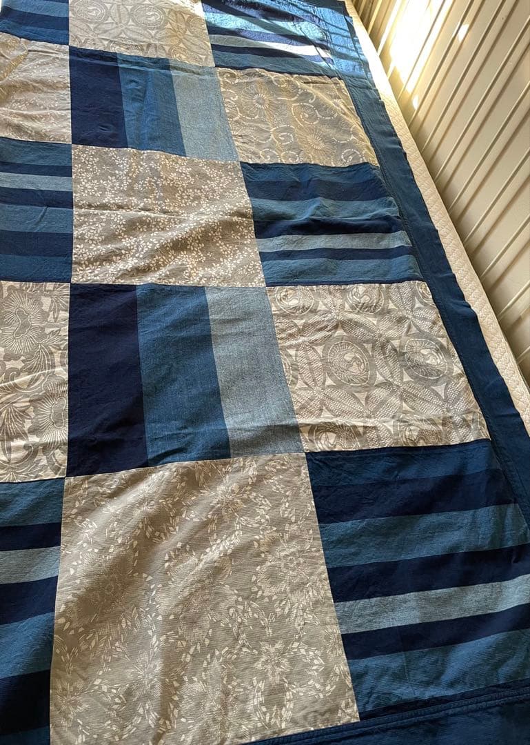 越後片貝紺仁藍染　炬燵カバー　ソファカバー　ベッドカバー